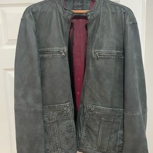 John Varvatos Men's Charcoal / Black Leather Jacket